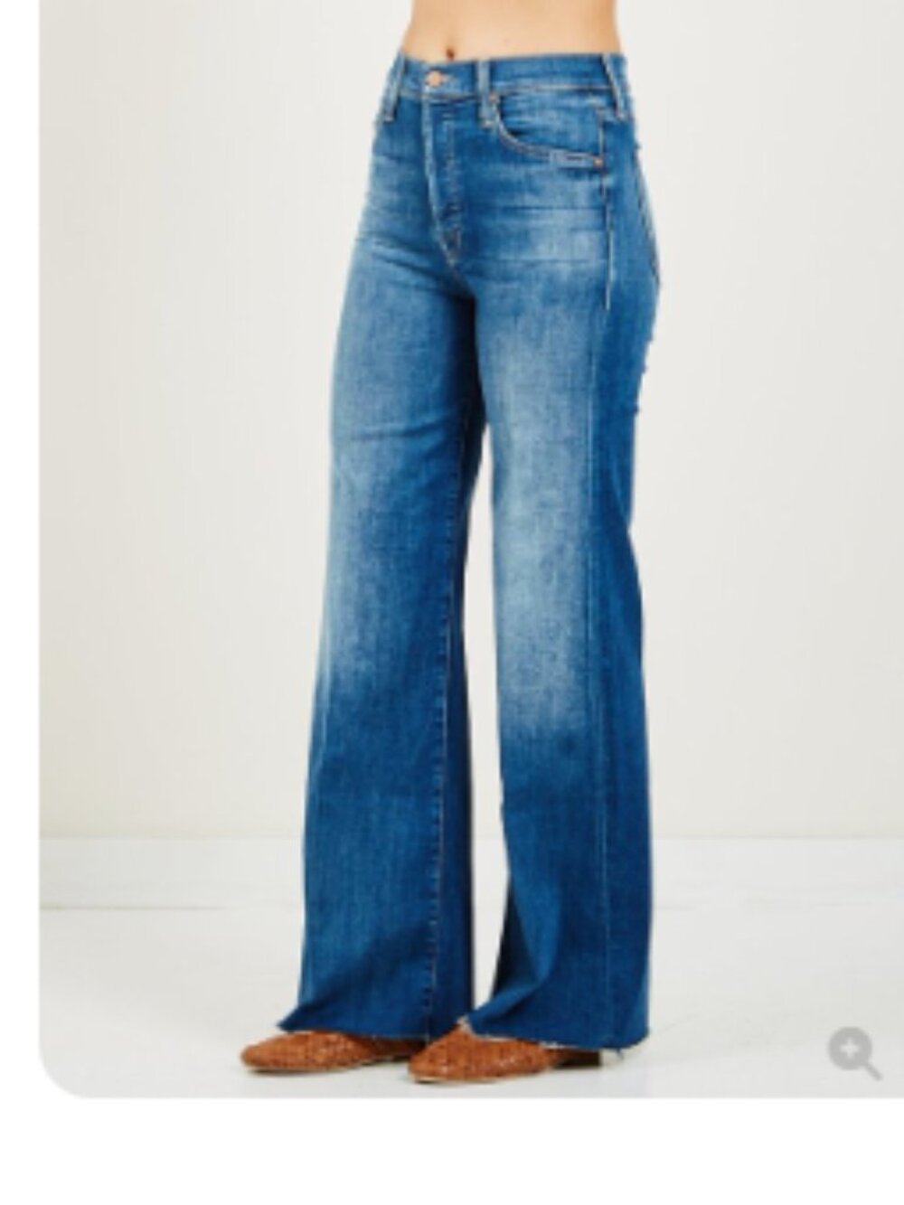 Mother The Tomcat Roller Fray Jeans Home Before Dawn Blue Wide Leg Sz 25